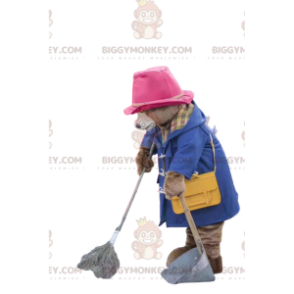 Costume de mascotte BIGGYMONKEY™ d'oursonne avec un manteau