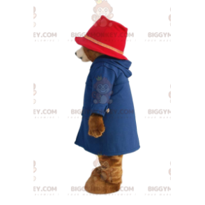 Bjørn BIGGYMONKEY™ maskotkostume med blå frakke og lyserød hat