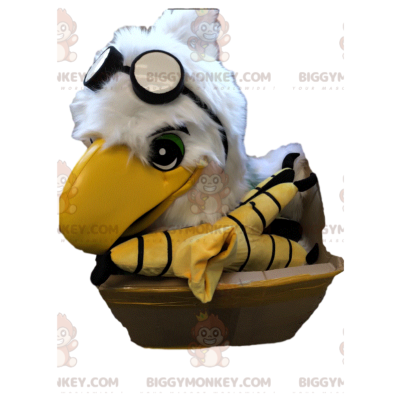 Costume de mascotte BIGGYMONKEY™ de tête d'aigle blanc avec des