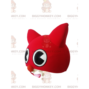 Rood en wit kattenhoofd BIGGYMONKEY™ mascottekostuum -