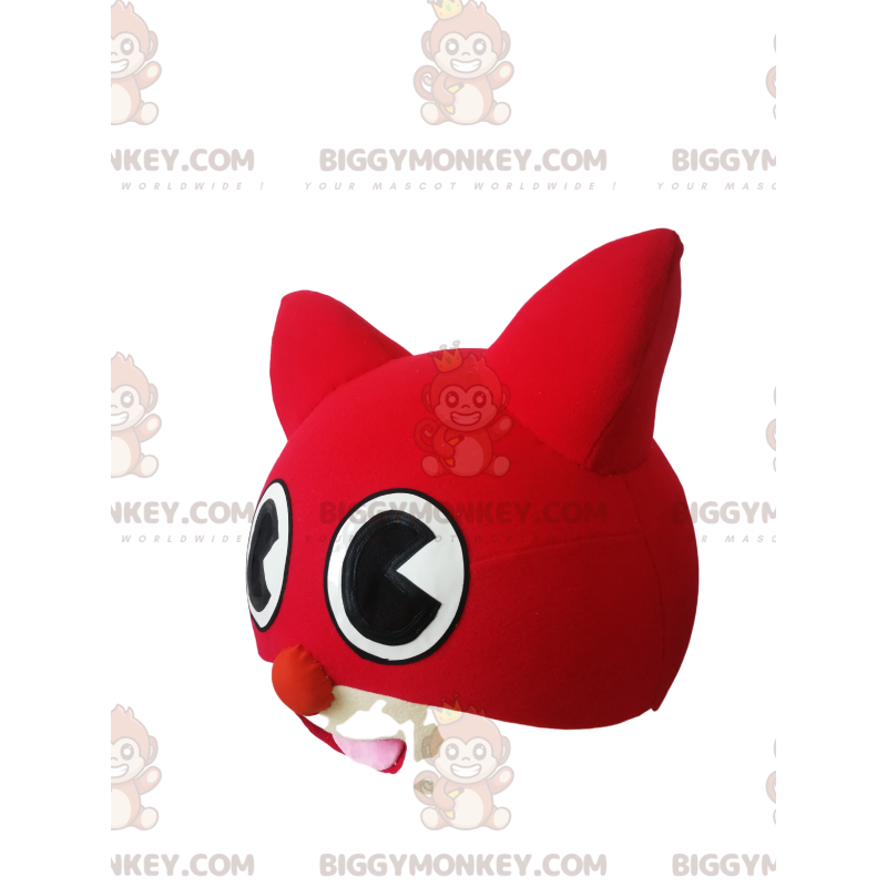 Kostium maskotka czerwono-biała głowa kota BIGGYMONKEY™ -