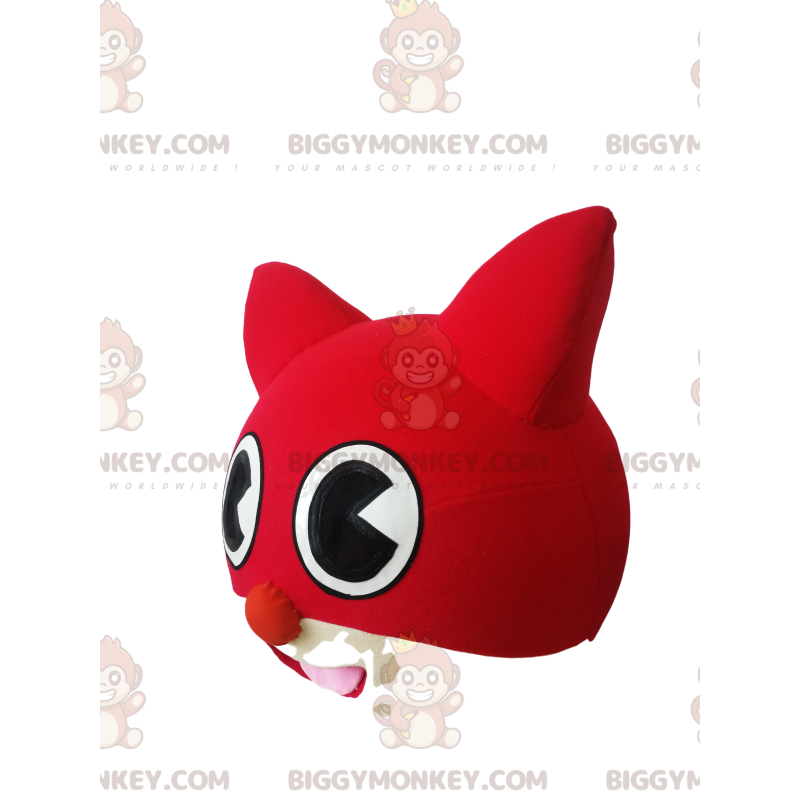 Rot-weißer Katzenkopf BIGGYMONKEY™ Maskottchen-Kostüm -