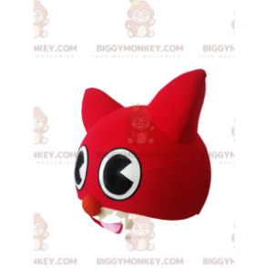 Costume de mascotte BIGGYMONKEY™ de tête de chat rouge et blanc