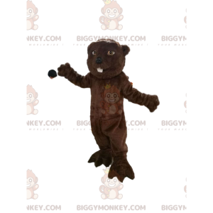 Costume de mascotte BIGGYMONKEY™ de castor marron avec de jolis