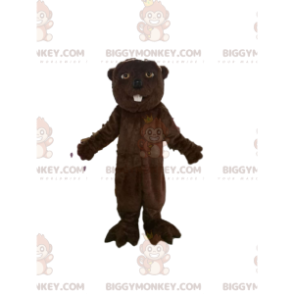 Costume de mascotte BIGGYMONKEY™ de castor marron avec de jolis