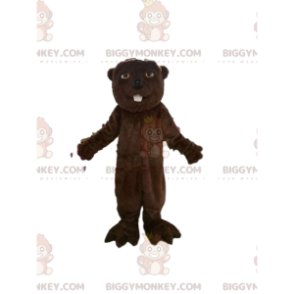 Traje de mascote BIGGYMONKEY™ de castor marrom com lindos