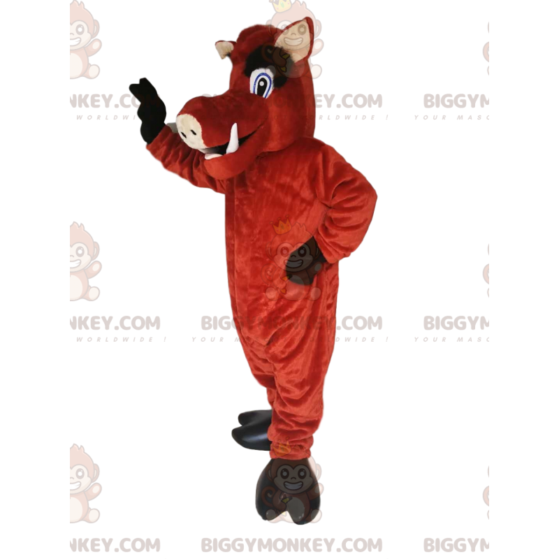 Bruin zwijn BIGGYMONKEY™ mascottekostuum met grote hoektanden