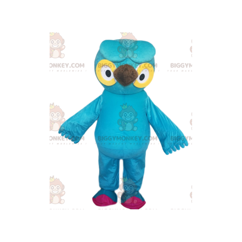 BIGGYMONKEY™ Mascot Costume Turquoise Blue Owl With Beautiful