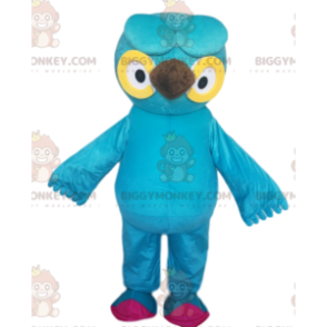 BIGGYMONKEY™ Mascot Costume Turquoise Blue Owl With Beautiful