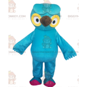 Kostým BIGGYMONKEY™ maskot tyrkysově modrá sova s krásnýma