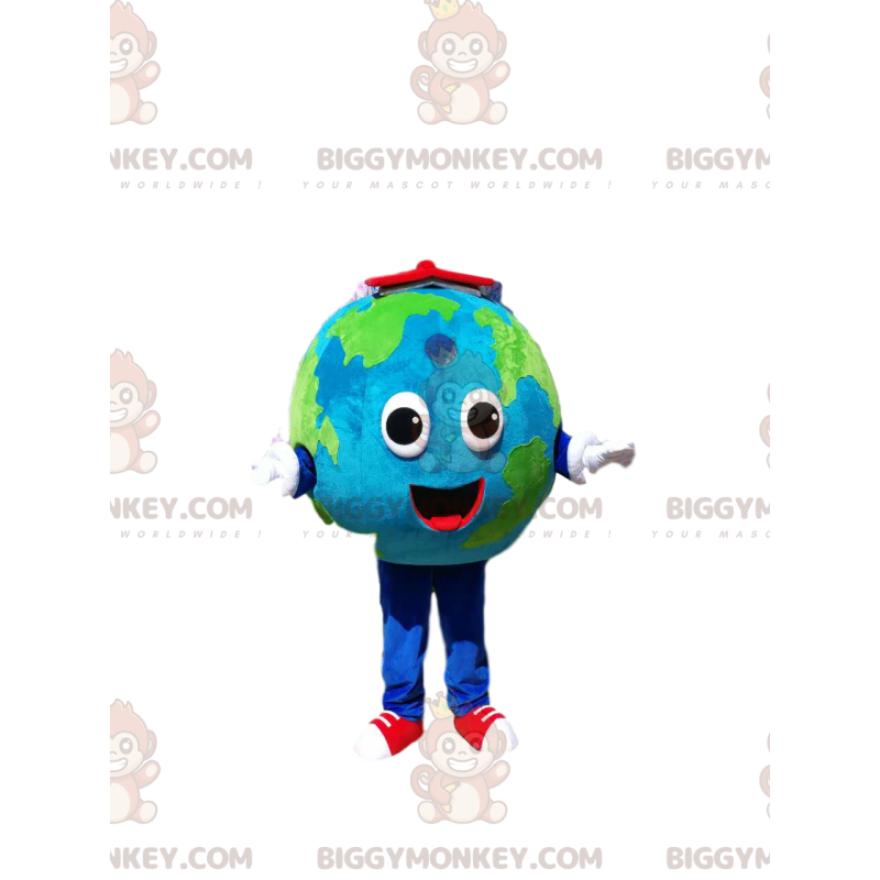 BIGGYMONKEY™ Earth Mascot Costume with Huge Smile and Red Book