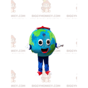 BIGGYMONKEY™ Earth Mascot -asu valtavalla hymyllä ja punaisella