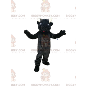 BIGGYMONKEY™ mascottekostuum van zwarte koe met mooie hoorns en