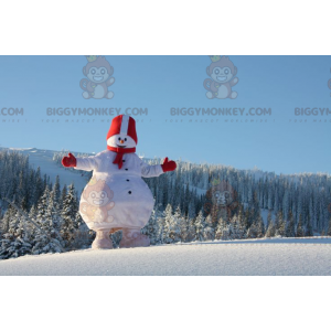 Green, white and red snowman mascot - Our mascots Sizes L (175-180CM)