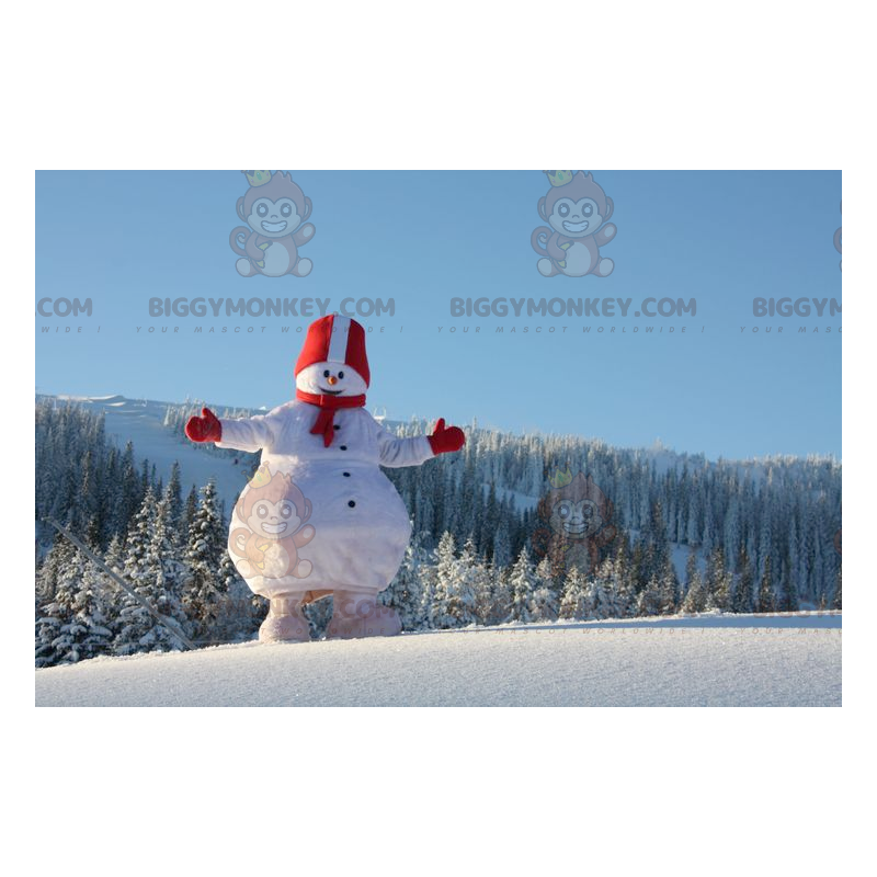 BIGGYMONKEY™ Big White and Red Snowman Mascot Costume -