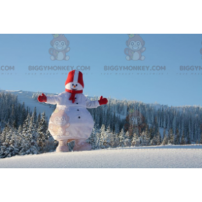 Στολή μασκότ BIGGYMONKEY™ Big White and Red Snowman -