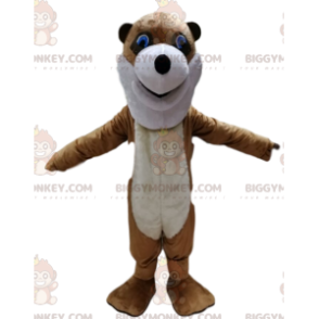 Kostým maskota BIGGYMONKEY™ Hnědobílé medvídě s příliš legrační