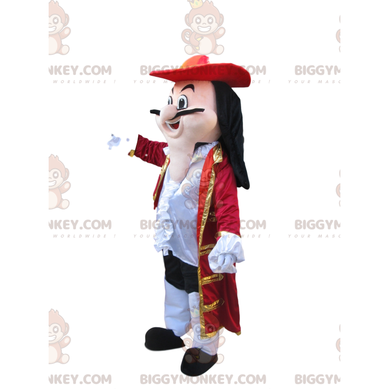 Captain Hook's BIGGYMONKEY™ maskotdräkt med överdådig röd kappa