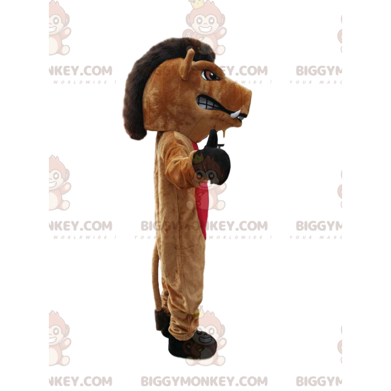 BIGGYMONKEY™ Costume da mascotte con cinghiale marrone e rosso