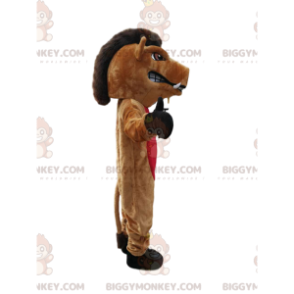 Disfraz de mascota BIGGYMONKEY™ Amenazante jabalí marrón y rojo