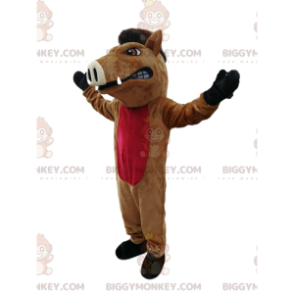 Costume de mascotte BIGGYMONKEY™ de sanglier marron et rouge