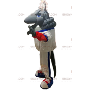 BIGGYMONKEY™ Γκρι κοστούμι μασκότ Armadillo με λευκά αθλητικά