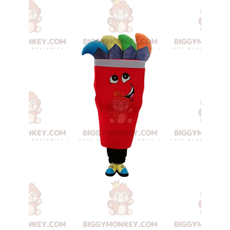 BIGGYMONKEY™ Maskottchenkostüm mit rotem Charakter mit grauen