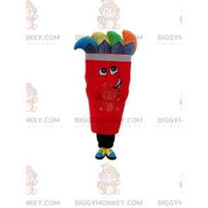 BIGGYMONKEY™ Maskottchenkostüm mit rotem Charakter mit grauen