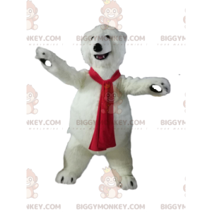 BIGGYMONKEY™ Costume da mascotte da orso polare con sciarpa