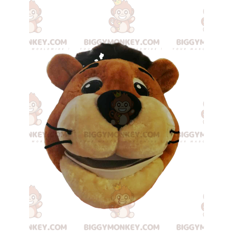 Tiger BIGGYMONKEY™ Maskottchen-Kostümkopf mit breitem Lächeln -