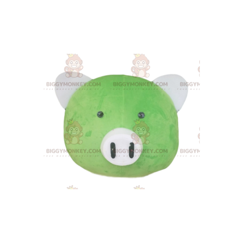 BIGGYMONKEY™ Maskotdräkt Huvud av grön gris med vit nos -