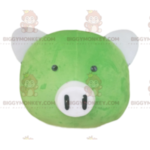 BIGGYMONKEY™ Maskotkostume Hoved af grøn gris med hvid tryne -