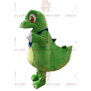 BIGGYMONKEY™ maskotkostume Lille grøn dinosaur med store orange
