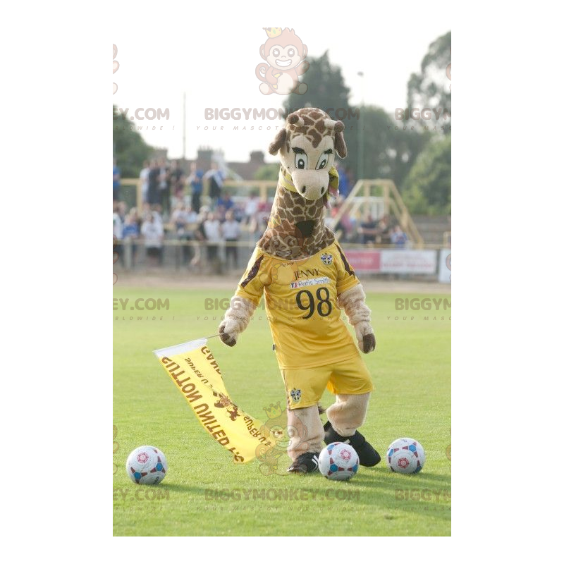 Giraffe BIGGYMONKEY™ mascottekostuum in gele sportkleding -