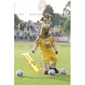 Giraffe BIGGYMONKEY™ mascottekostuum in gele sportkleding -