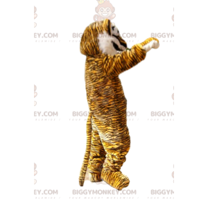 Kostým maskota Tiger BIGGYMONKEY™ s bílou hřívou a roztomilým