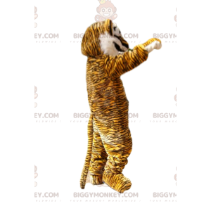 Traje de mascote Tiger BIGGYMONKEY™ com juba branca e focinho