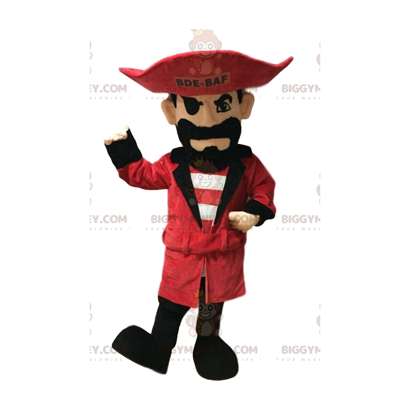 Disfraz de mascota pirata BIGGYMONKEY™ con sombrero rojo y