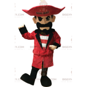 Pirate BIGGYMONKEY™ mascottekostuum met rode hoed en zwarte