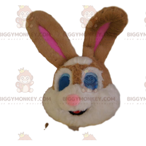 BIGGYMONKEY™ Mascottekostuum Hoofd van bruin en wit konijn, met