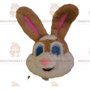 Kostým BIGGYMONKEY™ maskot Hlava hnědého a bílého králíka s