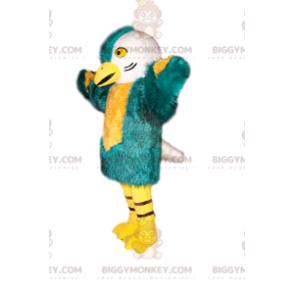 Fågel BIGGYMONKEY™ maskotdräkt med vacker blågrön och vit