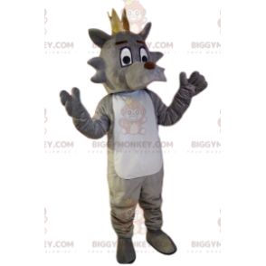 Costume de mascotte BIGGYMONKEY™ de chien gris et blanc avec