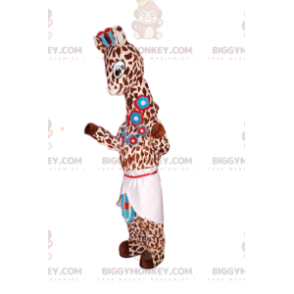 Costume da mascotte giraffa BIGGYMONKEY™ con fiori blu e