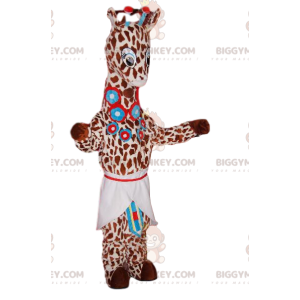 Disfraz de mascota de jirafa BIGGYMONKEY™ con flores azules y