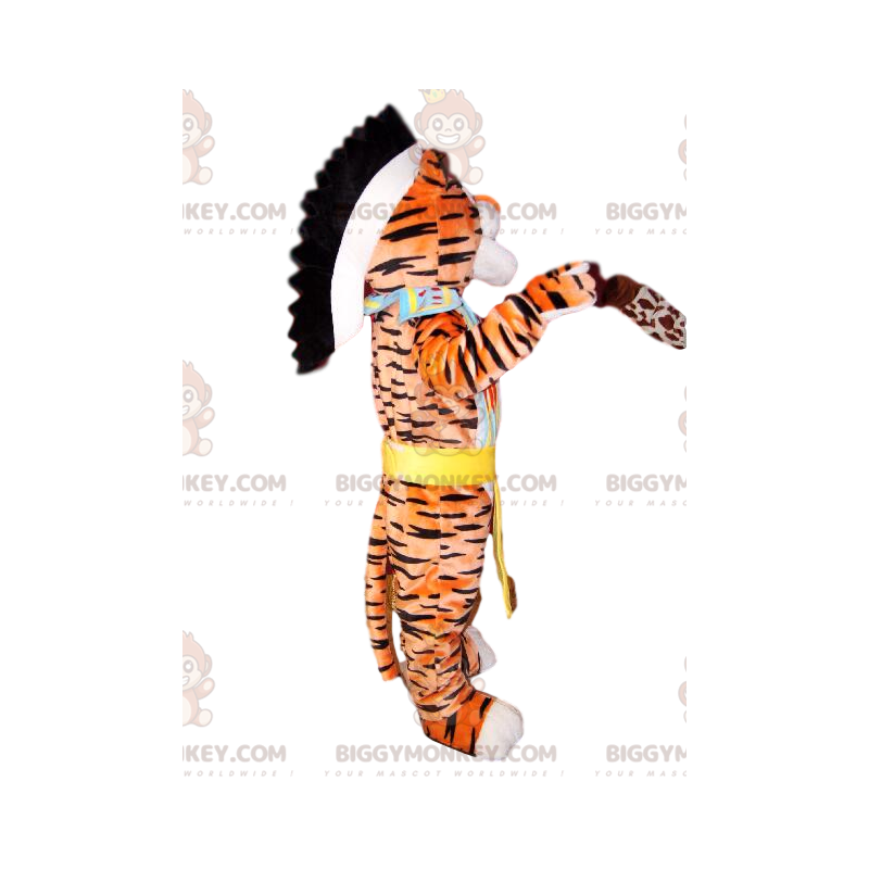 Tiger BIGGYMONKEY™ Maskottchenkostüm mit Indianerkostüm -