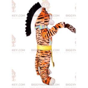 Tiger BIGGYMONKEY™ Maskottchenkostüm mit Indianerkostüm -