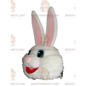 Very Happy White Rabbit BIGGYMONKEY™ Mascot Costume Head –