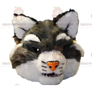 Cabeça de fantasia de mascote de gato selvagem cinza