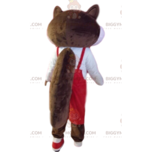 BIGGYMONKEY™ maskottiasu, ruskea ja valkoinen orava punaisilla